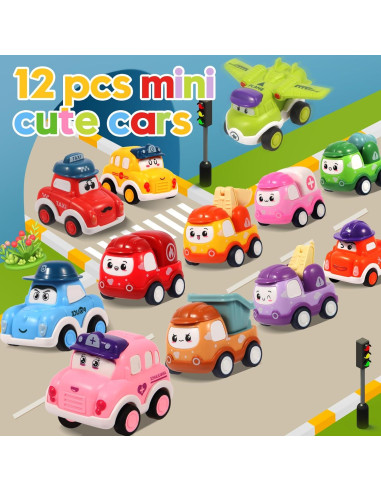 Juego de 12 Coches de Retroceso TGXLAK para Niños 1-3 Años