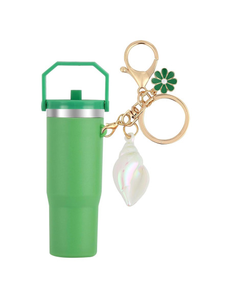 Mini llavero vaso Stanley verde con soporte para lápiz labial Mini llavero vaso Stanley verde con soporte para lápiz labial