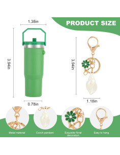 Mini llavero vaso Stanley verde con soporte para lápiz labial 2