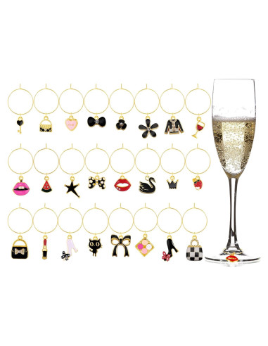 Marcadores de Copas de Vino Junkin 24 Piezas Estilo Bonito