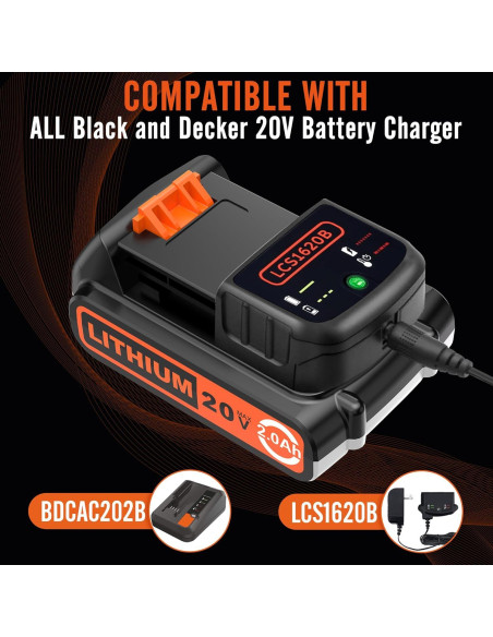 Batería de Litio 20V 2.0Ah Black and Decker Compatible