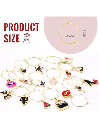 Marcadores de Copas de Vino Junkin 24 Piezas Estilo Bonito