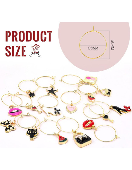 Marcadores de Copas de Vino Junkin 24 Piezas Estilo Bonito