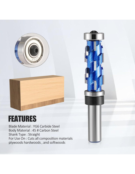 Fresa de Recorte Flush 12 mm Vástago HOZLY 12 Filos 19 mm