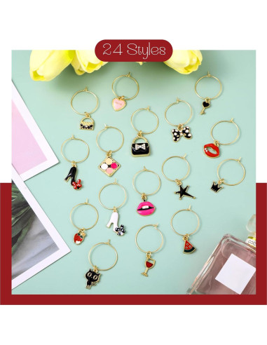 Marcadores de Copas de Vino Junkin 24 Piezas Estilo Bonito