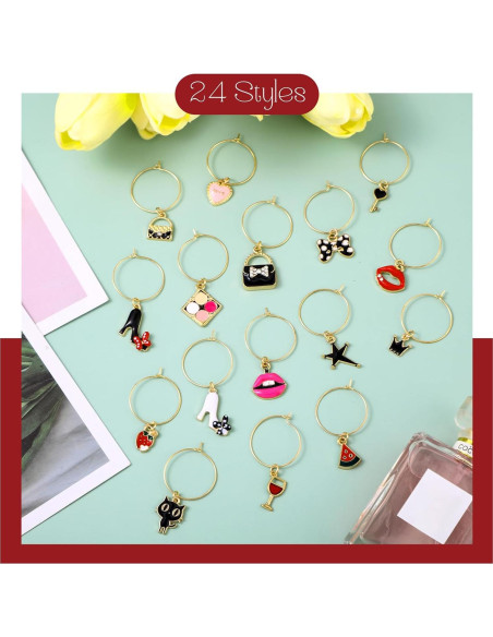 Marcadores de Copas de Vino Junkin 24 Piezas Estilo Bonito