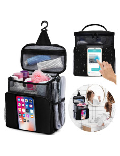 Caddy de Ducha Portátil Resistente al Agua - Bolsa de Aseo Negra