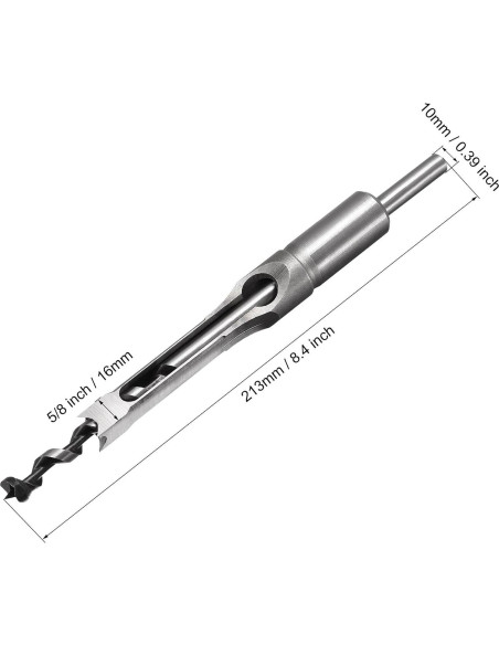 Broca Cuadrada uxcell 16mm para Madera - Mortajadora Cincel 213mm