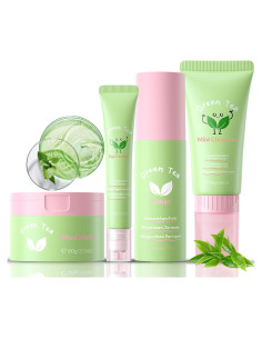 Juego de Cuidado de Piel ISHERBIN Té Verde 4 en 1 para Mujeres