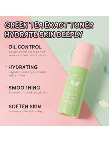 Juego de Cuidado de Piel ISHERBIN Té Verde 4 en 1 para Mujeres