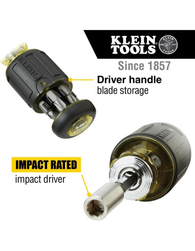 Destornillador Stubby Multi-bit Klein Tools 32308 8-en-1 Ajustable