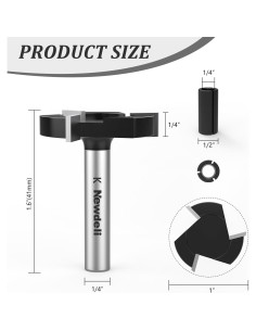 Fresa de Superficie CNC Newdeli 1" Diámetro 3 Alas 1/4" Vástago 2