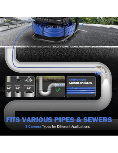 Cámara de Alcantarillado ZELCAN 20m con Pantalla LCD 10.9cm