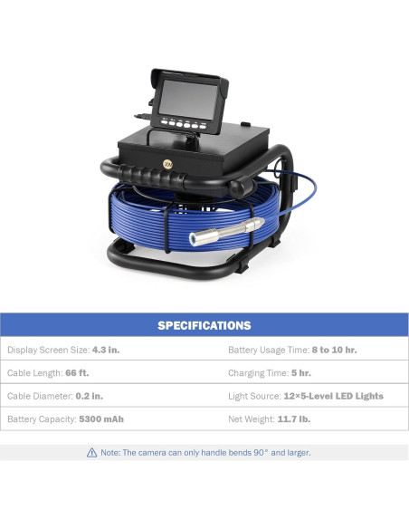 Cámara de Alcantarillado ZELCAN 20m con Pantalla LCD 10.9cm