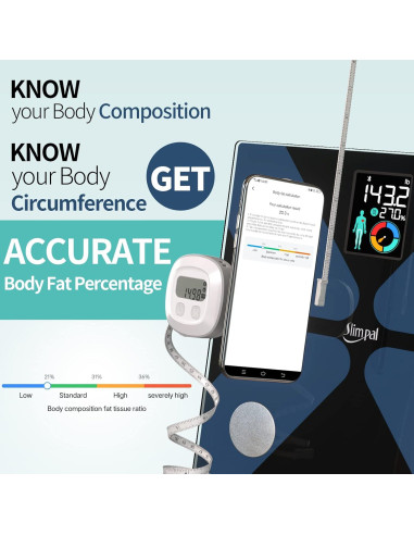Combo Balanza Inteligente Slimpal y Cinta Métrica de Grasa Corporal