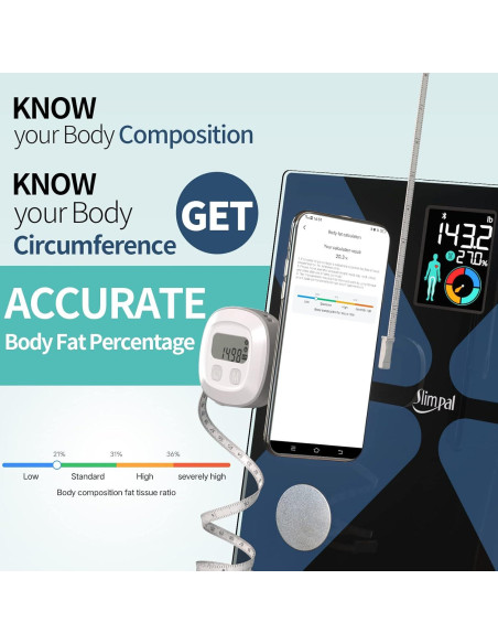 Combo Balanza Inteligente Slimpal y Cinta Métrica de Grasa Corporal