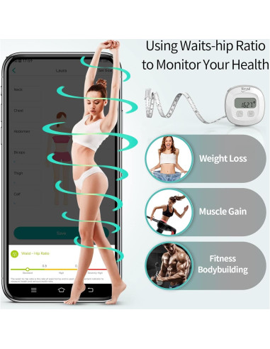 Combo Balanza Inteligente Slimpal y Cinta Métrica de Grasa Corporal