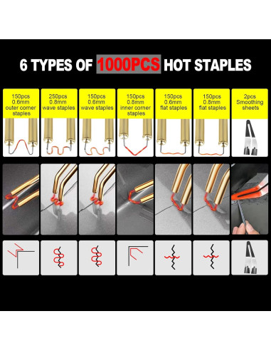 Kit de Soldador de Plástico 150W Ghguole con 1000 Grapas
