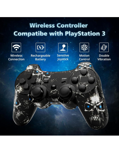 Controlador Inalámbrico ISHAKO para PS3 y PC - Negro
