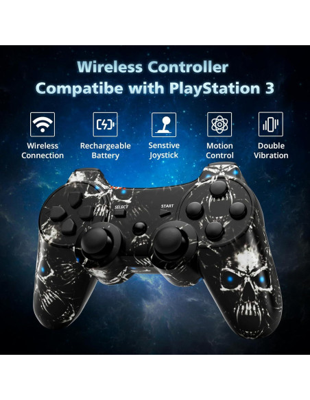 Controlador Inalámbrico ISHAKO para PS3 y PC - Negro