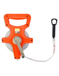 Cinta Métrica QWORK 30m Doble Cara Fibra de Vidrio Naranja