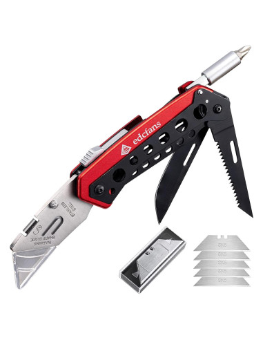 Cuchillo Utilitario Plegable EDC edcfans con 5 Cuchillas y Clip