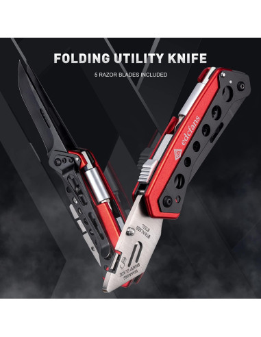 Cuchillo Utilitario Plegable EDC edcfans con 5 Cuchillas y Clip