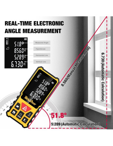 Medidor Láser DEGLASERS 50 m con Pantalla Doble y Retroiluminada