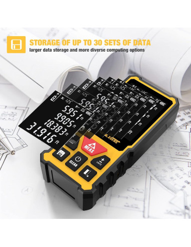 Medidor Láser DEGLASERS 50 m con Pantalla Doble y Retroiluminada