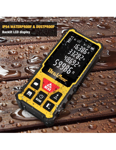 Medidor Láser DEGLASERS 50 m con Pantalla Doble y Retroiluminada