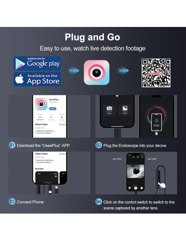 Cámara Endoscópica Doble Lente Pipirich 1920P HD 5.03m IP67