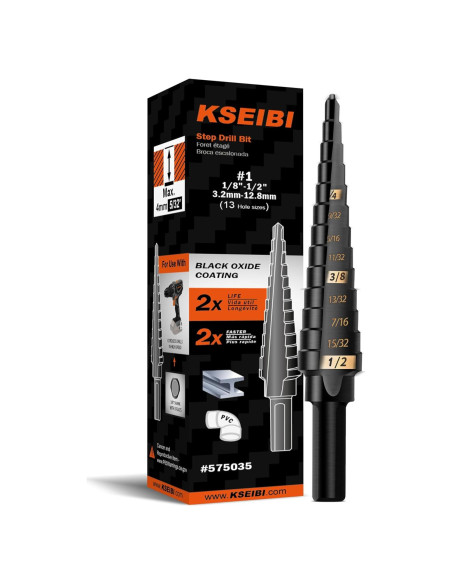 Broca Escalonada KSEIBI 575035 HSS 3 Planos 3-12 mm para Metal