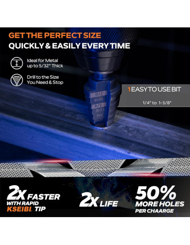 Broca Escalonada KSEIBI 575035 HSS 3 Planos 3-12 mm para Metal