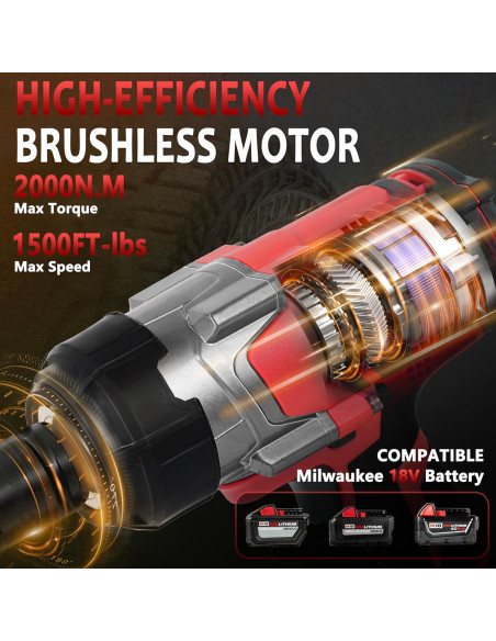 Llave de impacto inalámbrica 3/4" Srhvfuyr 1500FT-LBS 18V