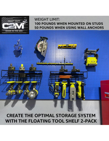 Estante Flotante C2M de Acero para Garaje 3 Estantes 45 kg
