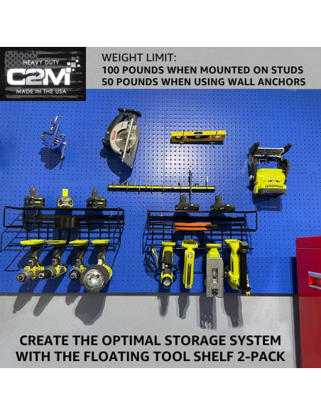 Estante Flotante C2M de Acero para Garaje 3 Estantes 45 kg