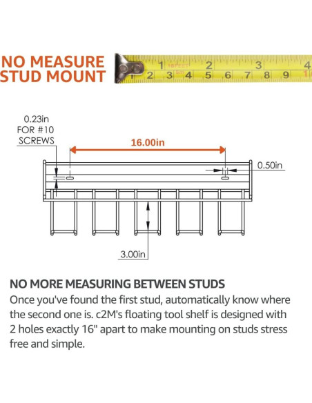 Estante Flotante C2M de Acero para Garaje 3 Estantes 45 kg