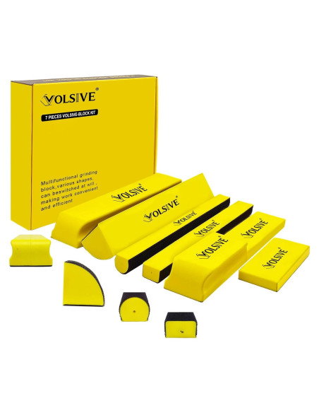 Juego de 7 bloques de lijado manual VOLSIVE - Amarillo 133mm a 272mm