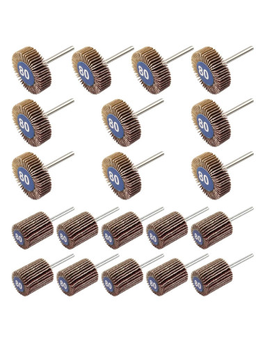 Juego de Lijadoras de Rueda de Aleta 20 Pcs Mixiflor 80 Granos