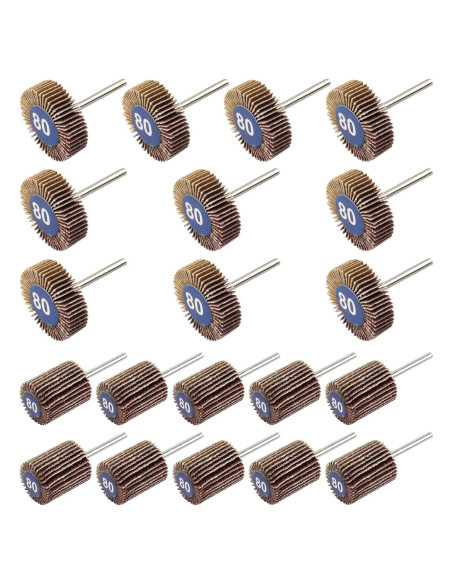 Juego de Lijadoras de Rueda de Aleta 20 Pcs Mixiflor 80 Granos