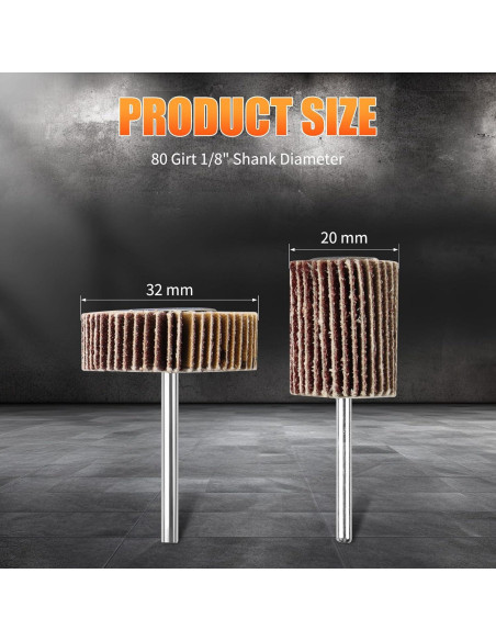 Juego de Lijadoras de Rueda de Aleta 20 Pcs Mixiflor 80 Granos