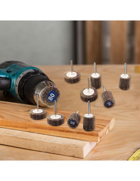 Juego de Lijadoras de Rueda de Aleta 20 Pcs Mixiflor 80 Granos