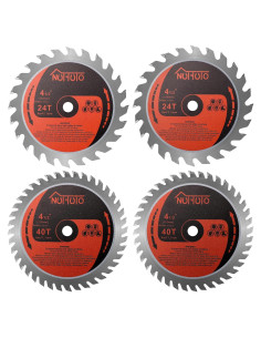Paquete de 4 Hojas de Sierra Circular NUTTUTO 115mm 24T y 40T