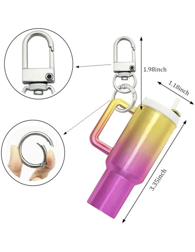 Llavero Mini Tumbler 2PCS para Mujeres - Azul Colorido y Oro