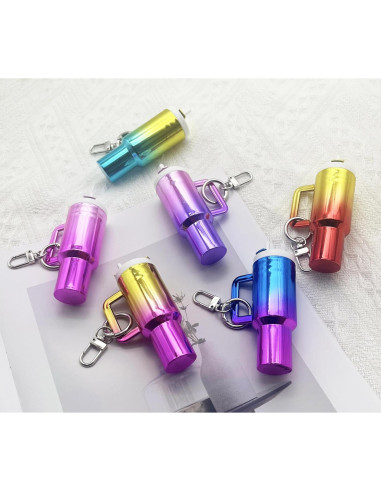 Llavero Mini Tumbler 2PCS para Mujeres - Azul Colorido y Oro