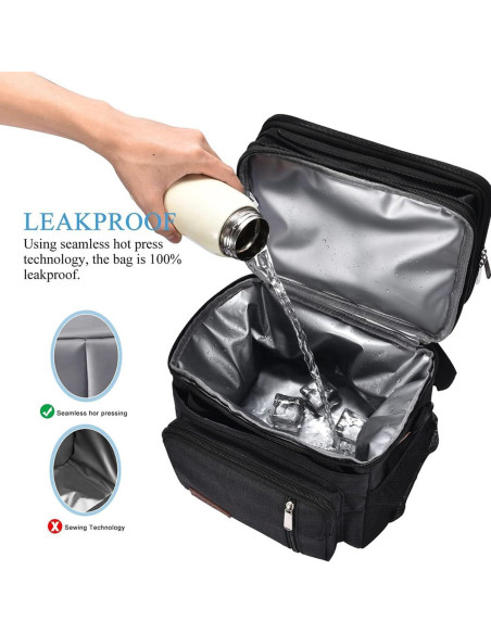 Bolsa de Almuerzo Aislada MIYCOO Doble Piso 15L Negra