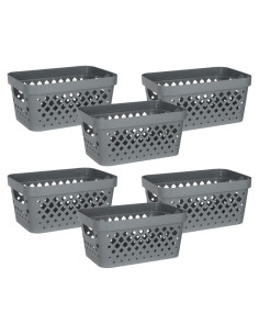 Set de 6 Cestas de Plástico Glad para Almacenamiento 4L Gris