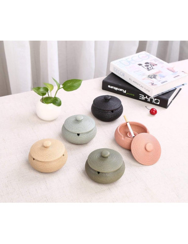 Cenicero de Cerámica Lependor Negro a Prueba de Viento 11.5 cm