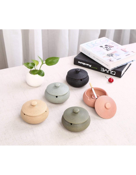 Cenicero de Cerámica Lependor Negro a Prueba de Viento 11.5 cm