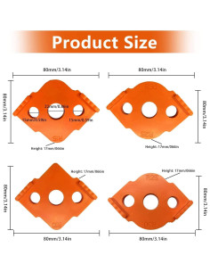 Plantillas de Router de Radio Giftprod 4/8 Piezas ABS Negro 2